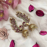 Precious Kemp Peacock Style Ear cuff Jhumkas Red Green -G278